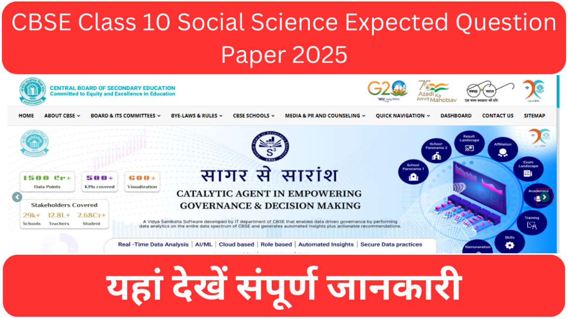 CBSE Class 10 Social Science Expected Question Paper 2025