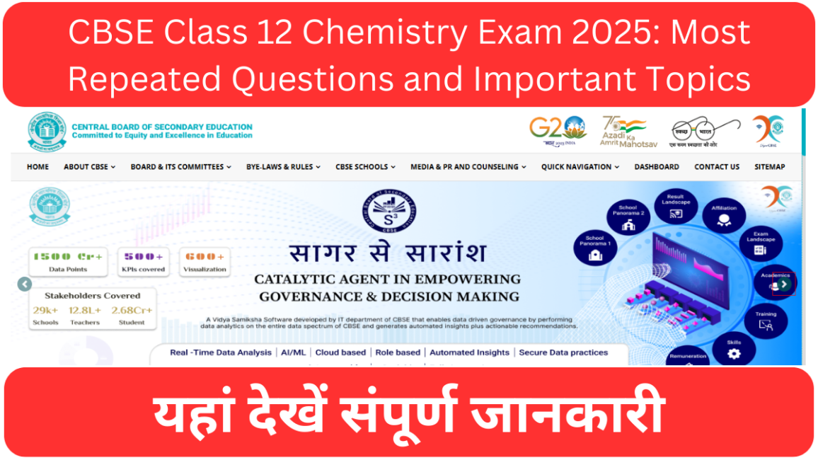 CBSE Class 12 Chemistry Exam 2025: Most Repeated Questions and Important Topics