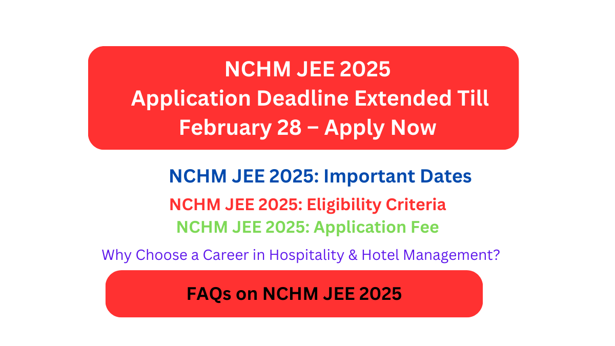 NCHM JEE 2025 Application Deadline Extended Till February 28 – Apply Now